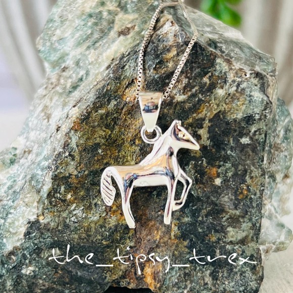 Sterling Jewelry - STERLING SILVER HORSE 925 Prancing Horse Pendant Necklace